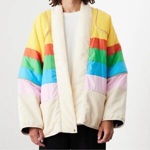 Kapital Nylon Rainbow Bomber Jacket folds into pillow